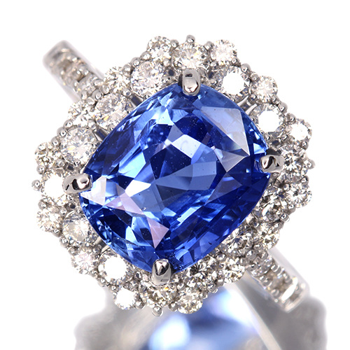 スリランカ産非加熱ブルーサファイア 5.7ct ダイヤモンド 0.8ct