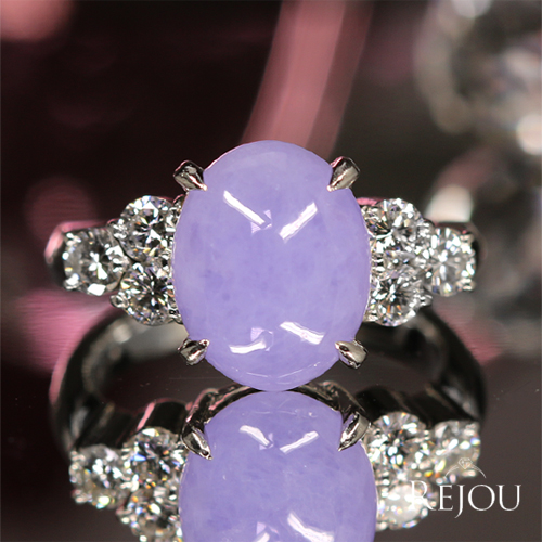 ラベンダー翡翠(ヒスイ) ダイヤモンド 0.6ct プラチナ リング(指輪