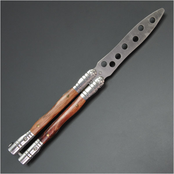 バタフライナイフ 練習用 刃付け無し ウッドハンドル | ミリタリー