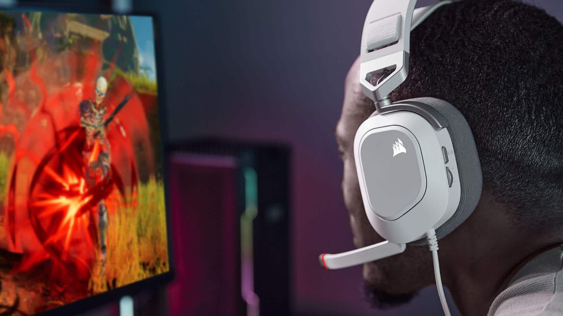 HS80 RGB USB Wired Gaming Headset — White