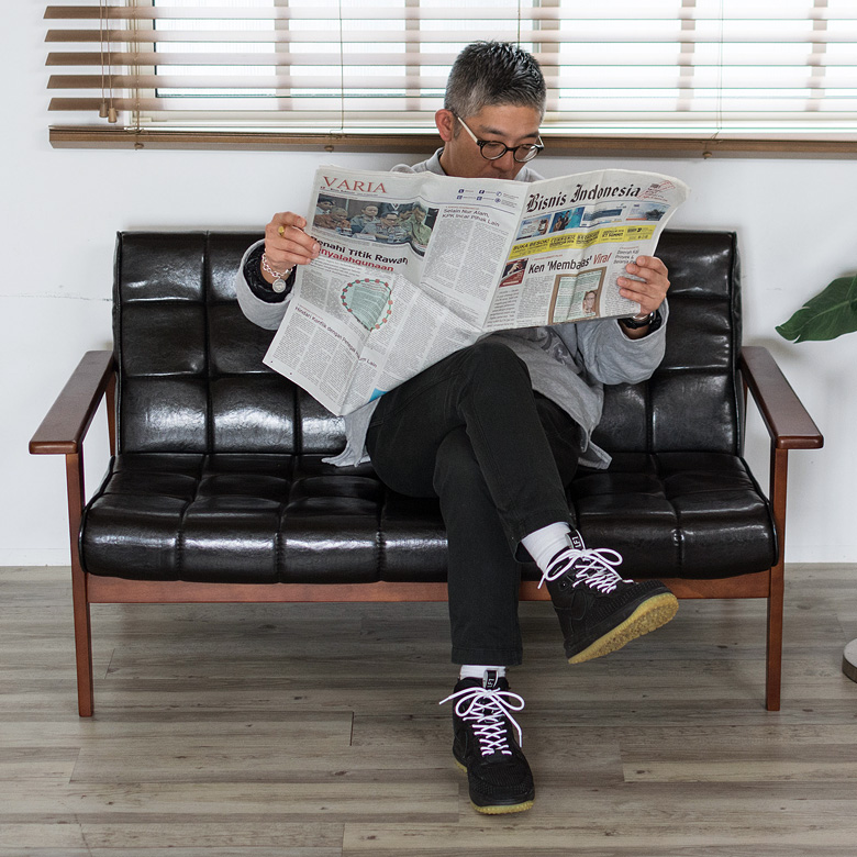 ソフトレザー アンティーク 調 モダン 二人掛けソファー