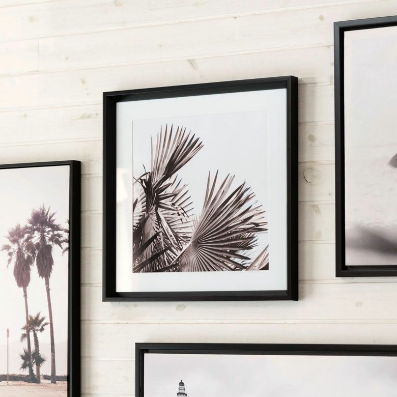 アートパネル モノクロ リーフ ボタニカル 50×50cm 壁掛け インテリア