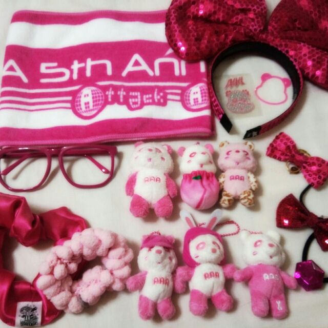 AAA グッズ え〜パンダ リボンヘアゴム 桃