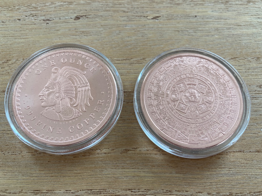 カプセル付き] (新品) アメリカ「アステカ暦」純銅 赤金 1常衡オンス