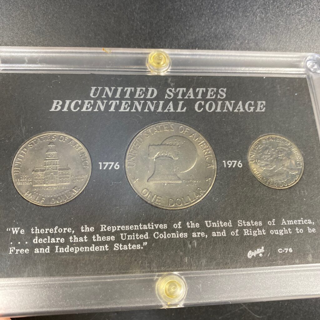 アメリカ合衆国建国200周年特別記念セット、消印切手と純銀メダル付き