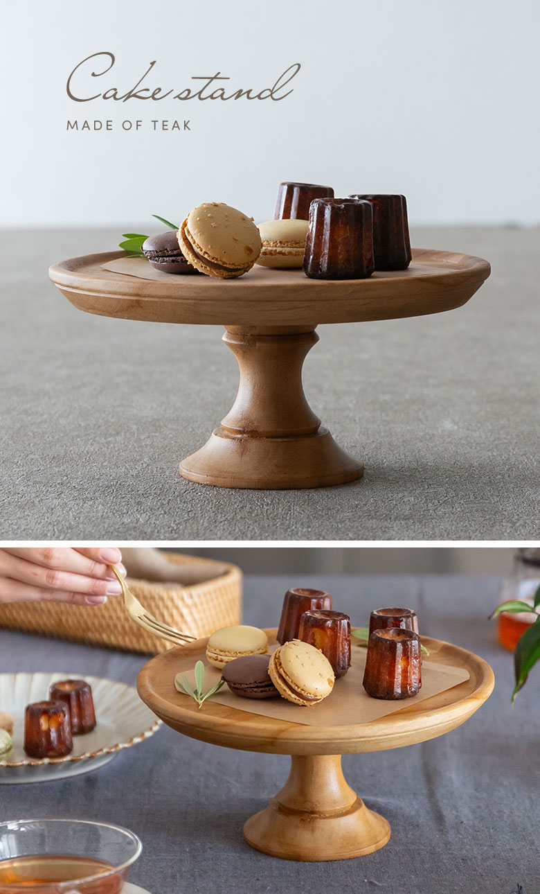 ケーキスタンド 木 木製 1段 Mサイズ 直径 21cm H 10cm ブラウン