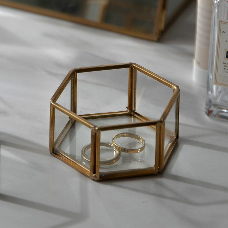 アクセサリーケース ガラスと真鍮 ガラスケース アクセサリー収納 六