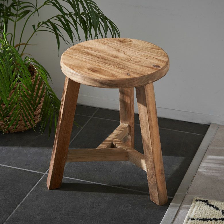 スツール チーク 古材 ヴィンテージ 天然木 無垢 板座 花台 ※i4※