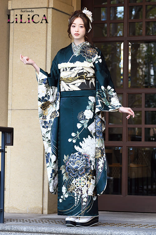 4884］振袖 4点セット 総絞り 成人式 卒業式 枝菊文 正絹 着物