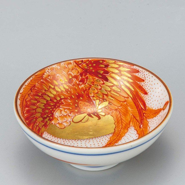 九谷焼 大日本九谷 清閑製 赤絵金彩 盃 二客 時代箱付 G R6476 【公式