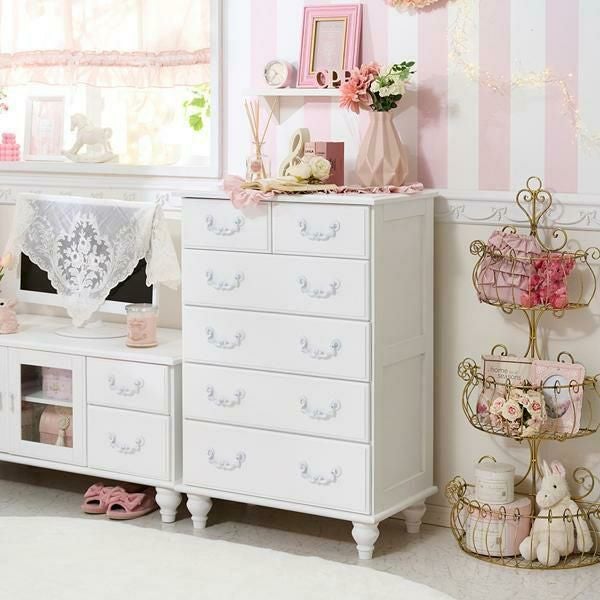直送】チェスト小/Blanc(ブラン)｜かわいいお姫様インテリア家具・雑貨