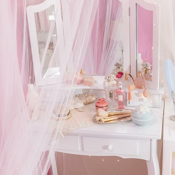 直送】三面鏡スリムドレッサー｜かわいいお姫様インテリア家具・雑貨の