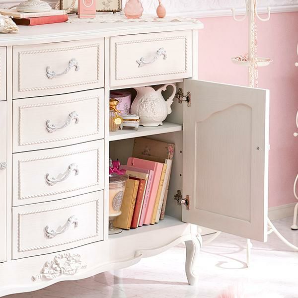 Pink Love アンティークホワイト木製キャビネット Pink Love様専用