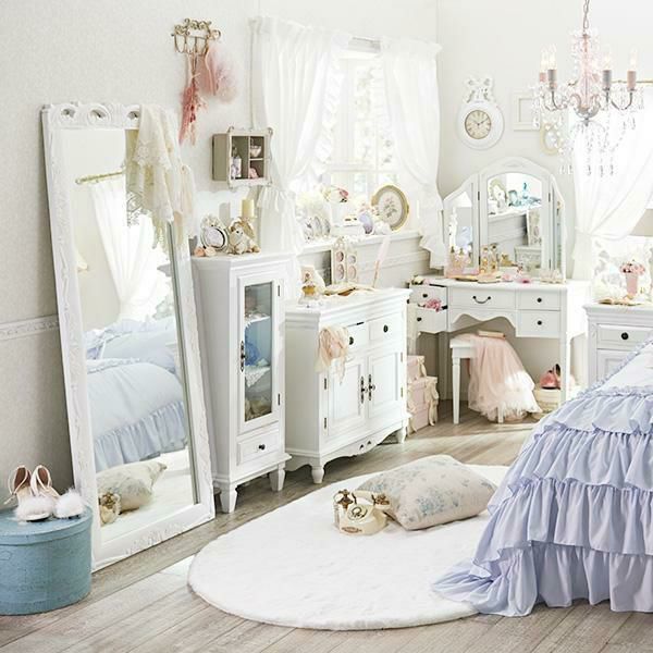 アンティーク調 ミラー 鏡 家具 プリンセスミラー 3面鏡 ホワイト