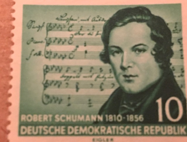 売約8771外国切手 ドイツ 作曲家ロベルト・シューマン (楽譜ミス品2種