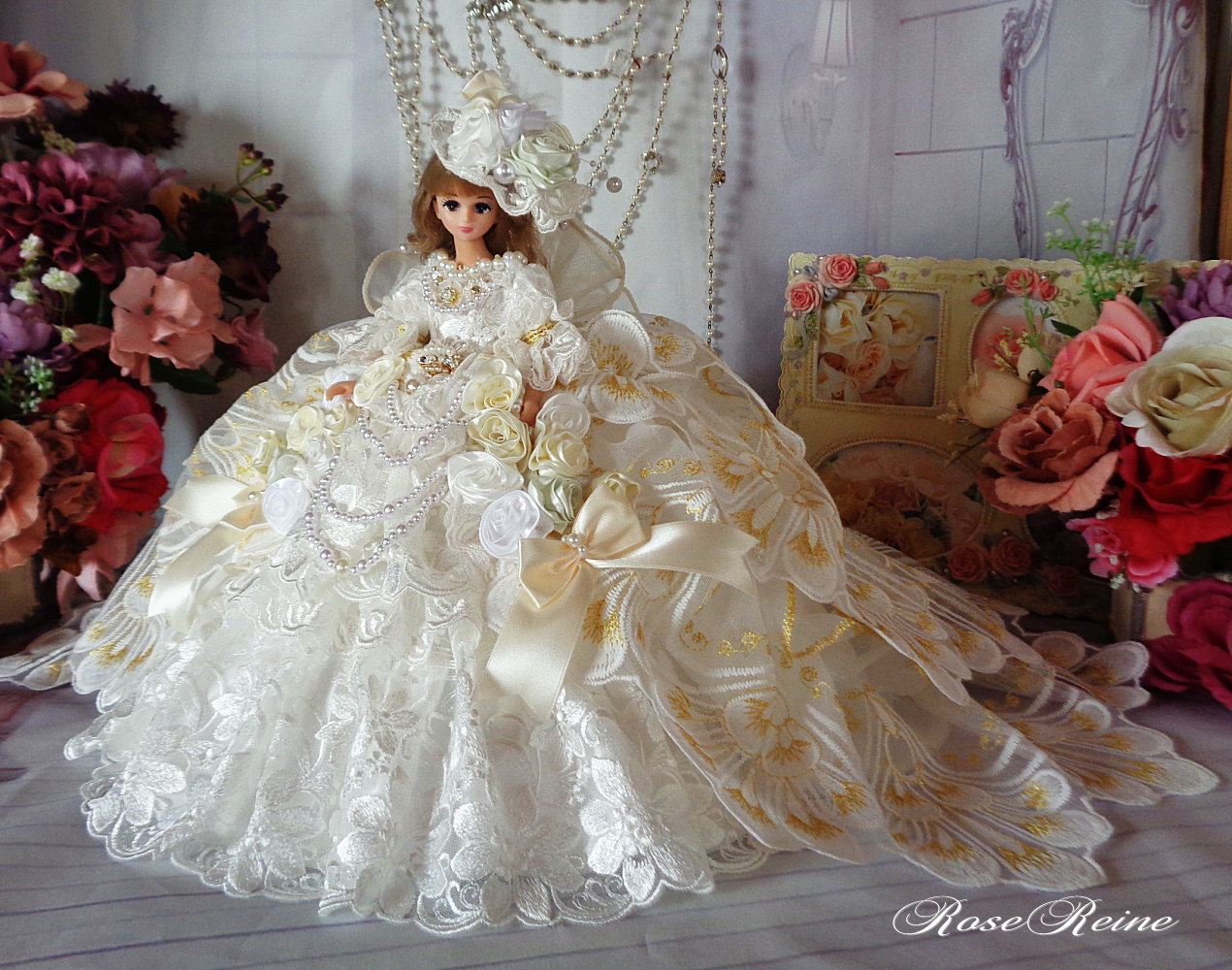 XmasSale アンネローゼ王妃クラシカルモーブピンクの豪華フリルドール