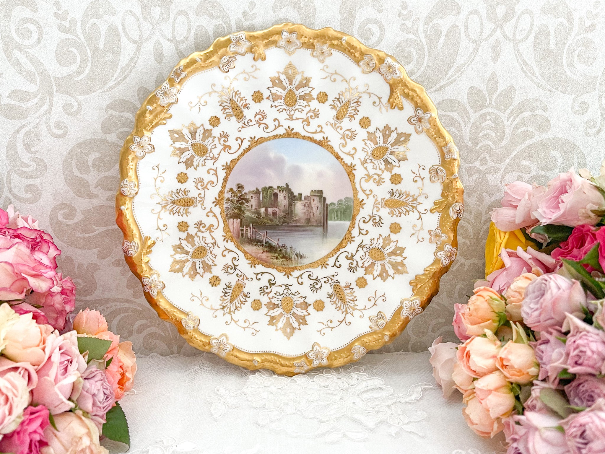 コールポート 金彩と風景画が美しいキャビネットプレート – Rose Antiques