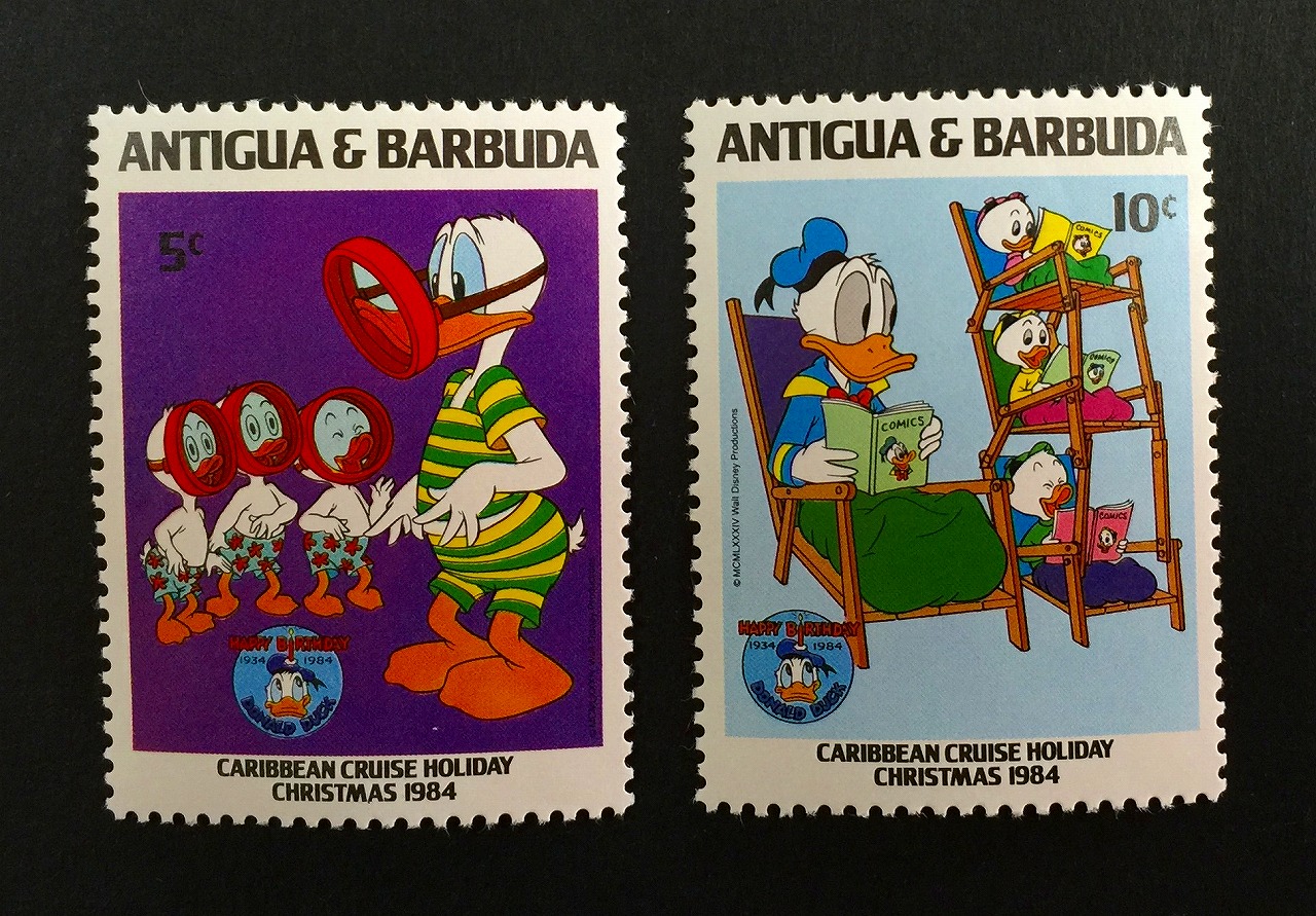 ディズニー切手 アンティグア・バーブーダ ドナルドダック6種セット