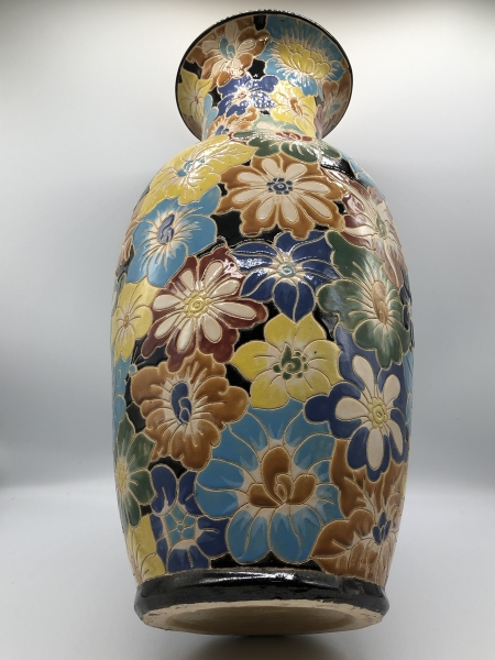 インド・ヴィンテージ花瓶】 八彩唐花尽し 刻印有 コレクター放出品