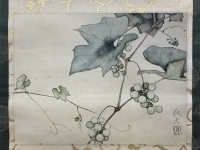 安田靫彦【葡萄】画 絹本 掛軸 共箱 2重箱（検索ワード／前田青邨