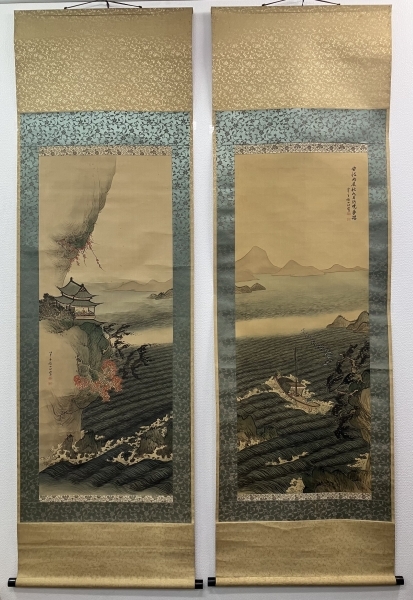 渡辺崋山【花鳥図】絹本 掛軸 識箱 渡辺崋山【花鳥図】絹本 掛軸 識箱