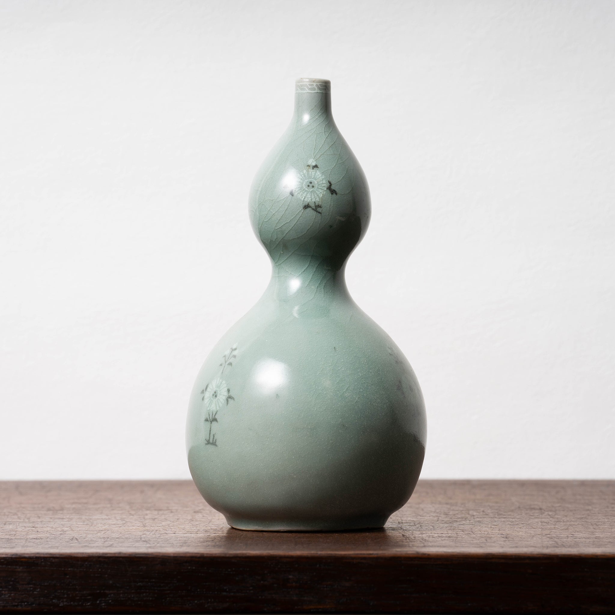 名家 蔵出し 初だし 旧家 朝鮮高麗 花瓶 青磁瓢箪形花草紋水注 李