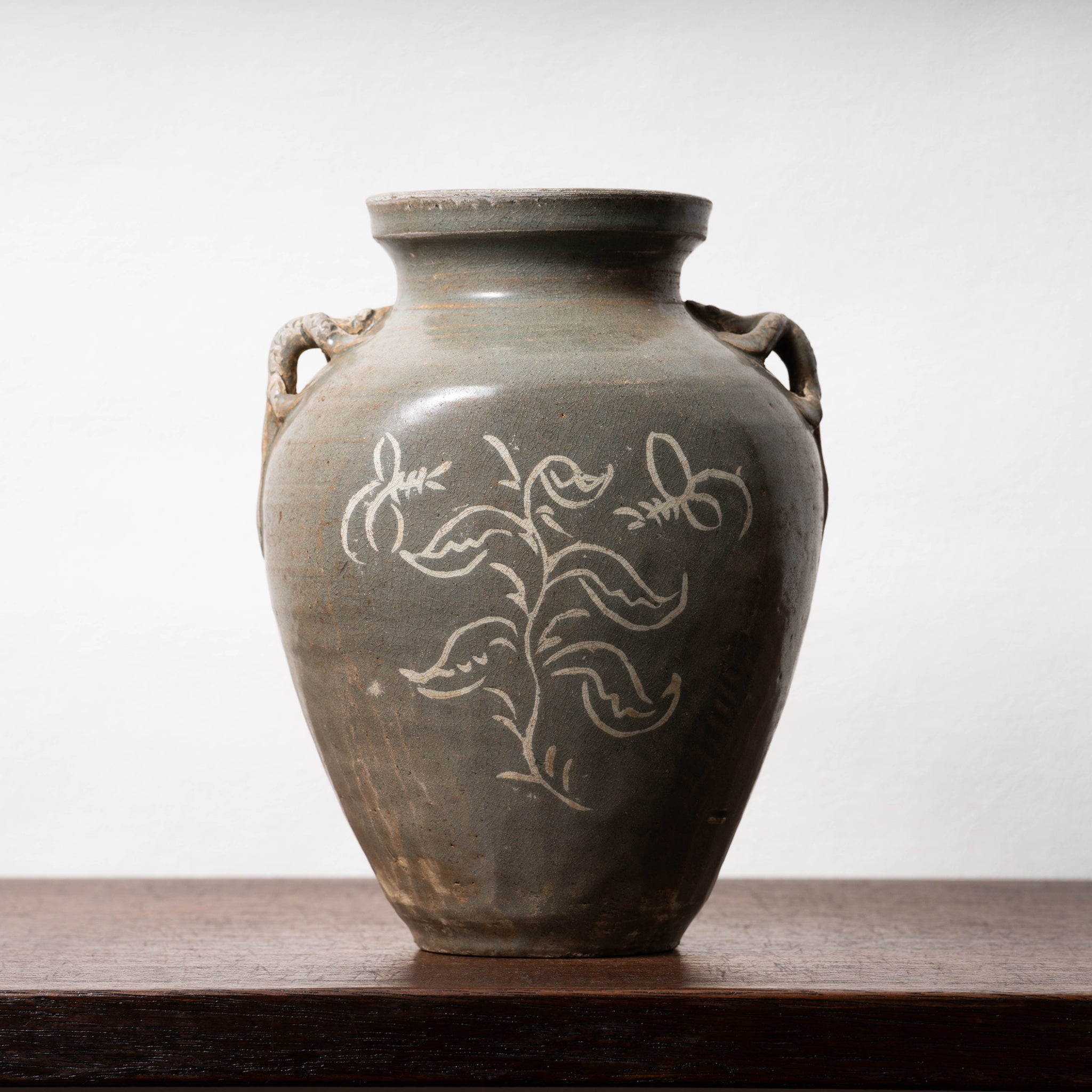 李朝 高麗 コレクター品 青磁 象嵌 花草紋 盤 箱付 白磁 朝鮮 韓国