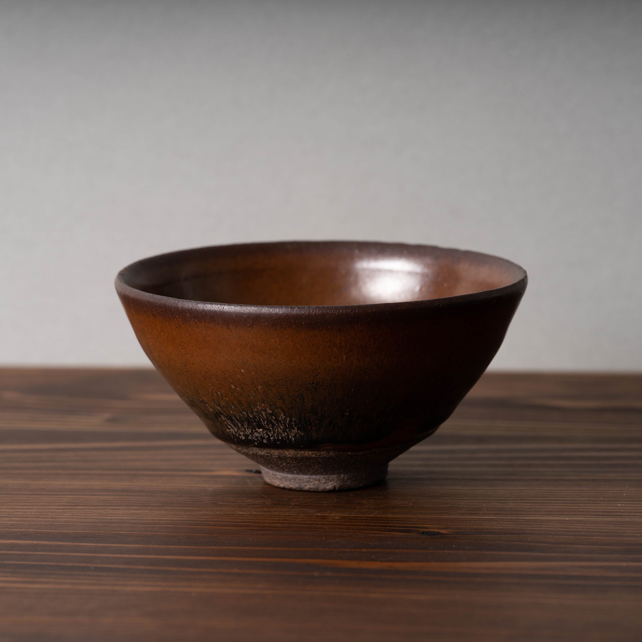 河南天目平茶碗 宋時代 箱なし 高5.1×径16.1cm 河南天目平茶碗 宋時代