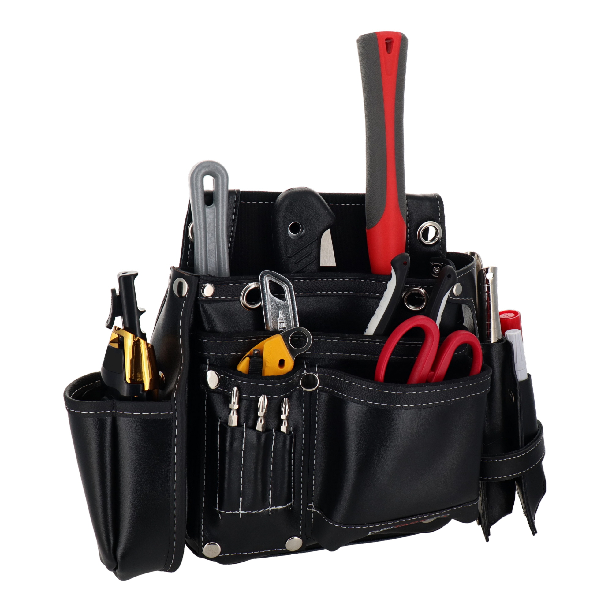 DTL-99-BK 作業ベルト・収納袋 釘袋 本革卓越 釘袋2段 サイドケース付