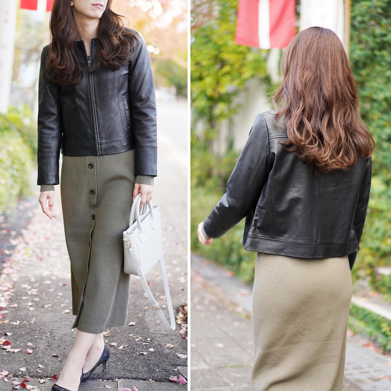 レザージャケット レディース ノーカラー 本革 ラム シンプル ショート