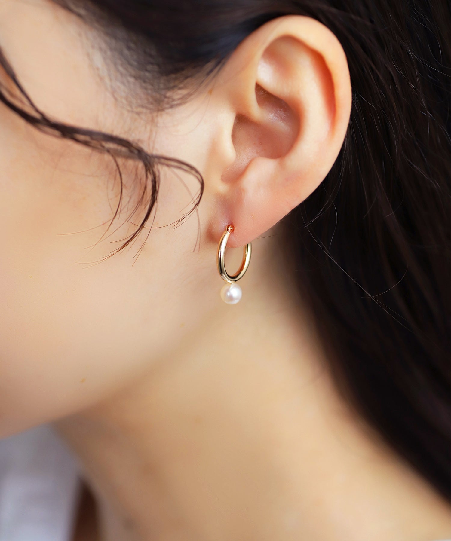 SIENAROSE】パイプフープパールピアス[L]｜アネモネ・シエナロゼ