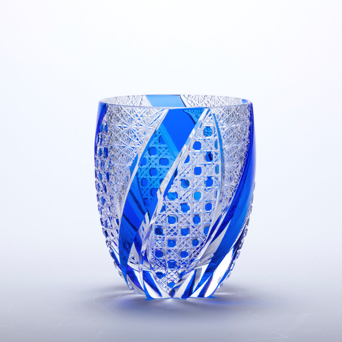 江戸切子 各務クリスタル 八角篭目 懐石杯 共箱 2点まとめて M R8984