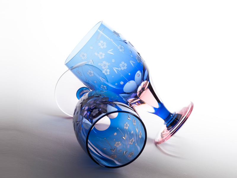 骨董 時代ガラス 希少 金赤吹雪紋 フリル 脚付 大型 コンポート 盃洗