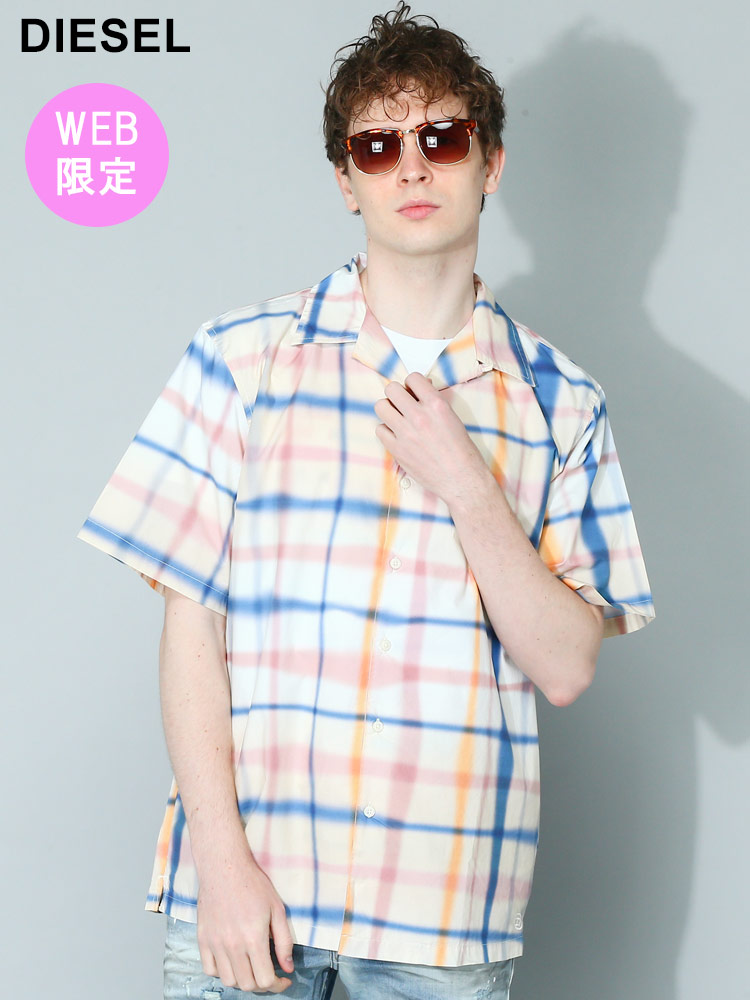 オンラインストア限定】 DIESEL (ディーゼル) チェック オープンカラー