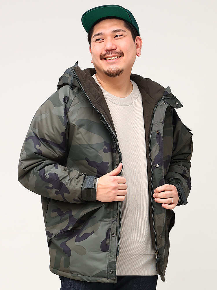 大きいサイズ メンズ South Play (サウスプレイ) 迷彩柄 裏フリース