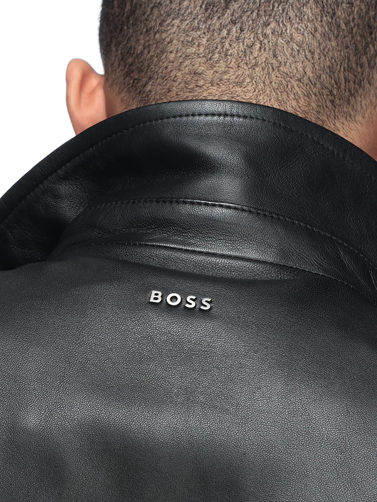 HUGO BOSS (ヒューゴボス) ナッパレザー フルジップ スタンドカラー