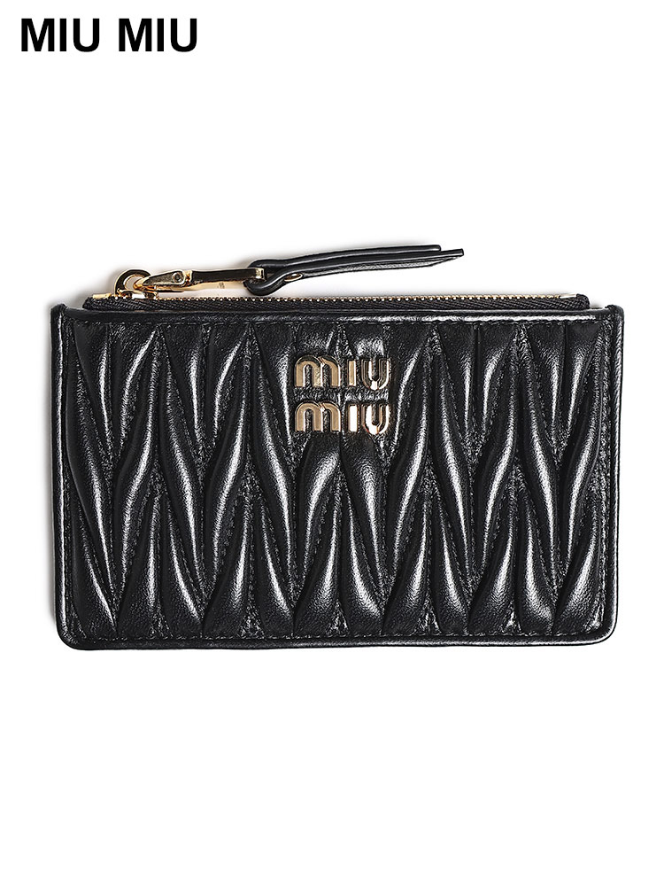 miu miu 黒 レザー 三つ折り財布 MIU MIU 三つ折り財布 黒
