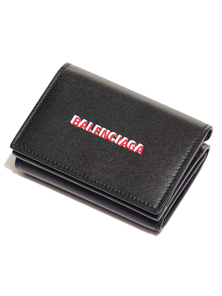 BALENCIAGA (バレンシアガ) ロゴ 三つ折り ミニウォレット cash mini