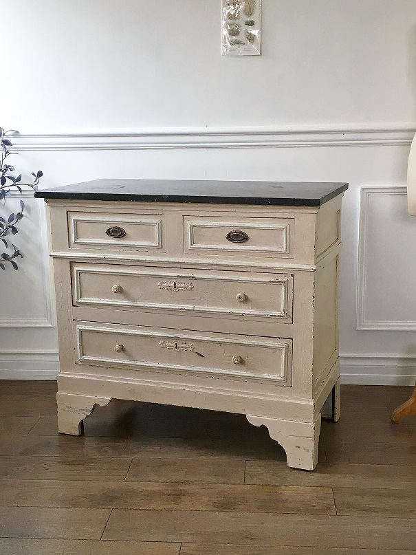 チェスト】木製 トールペイント シャビーシック 3段収納 花台