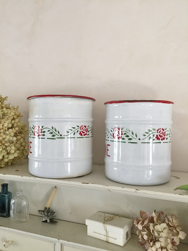 中古品 フレンチローズ・キャニスター ティン製 5個セット