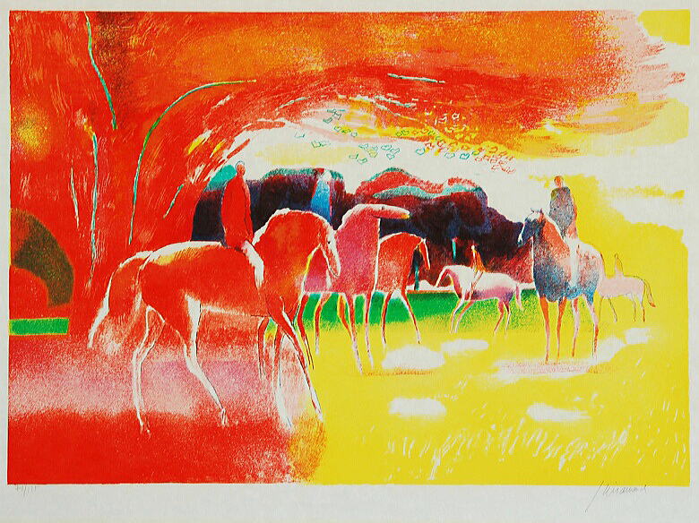 リトグラフ ポール ギヤマン ポール・ギヤマン「赤い 美品 ポール