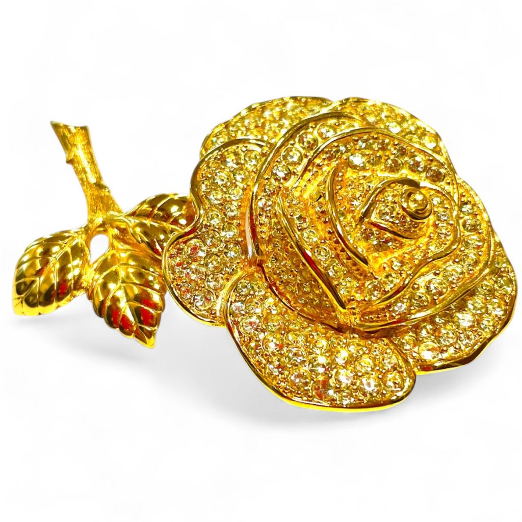 ディオール ブローチ バラ 花 ゴールド ヴィンテージ Dior Christian