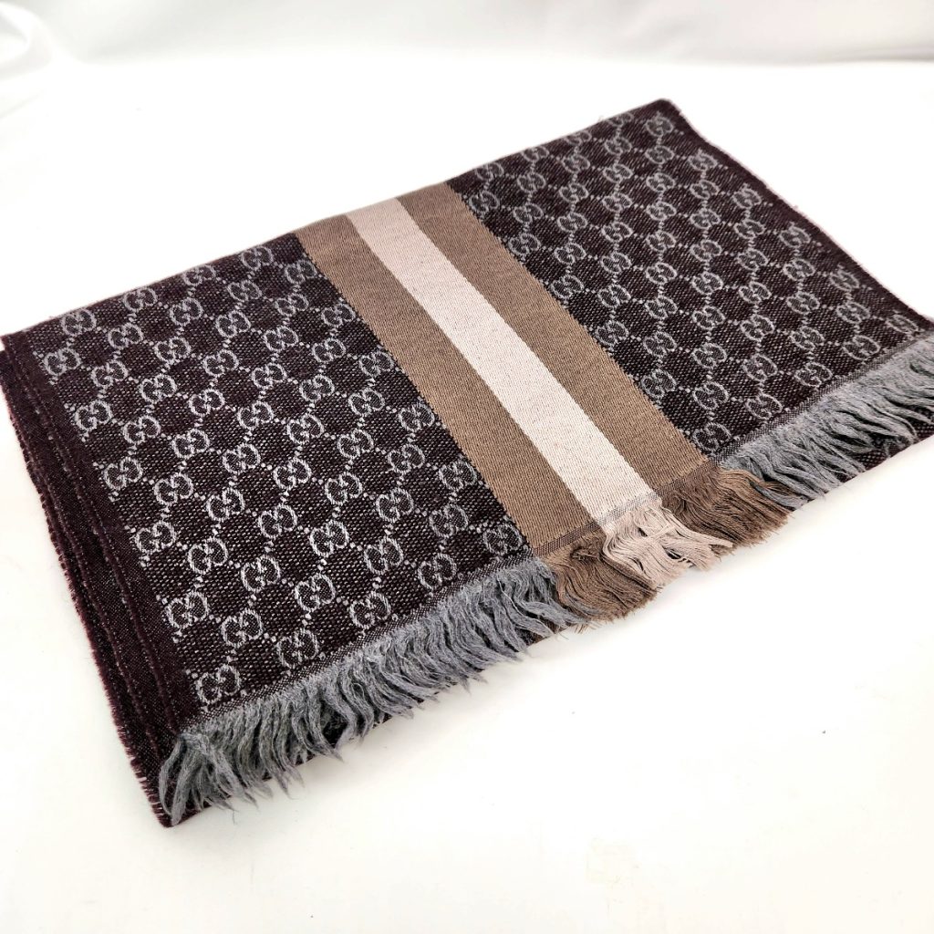 GUCCI グッチ ストール マフラー ウール シルク GG シェリーライン