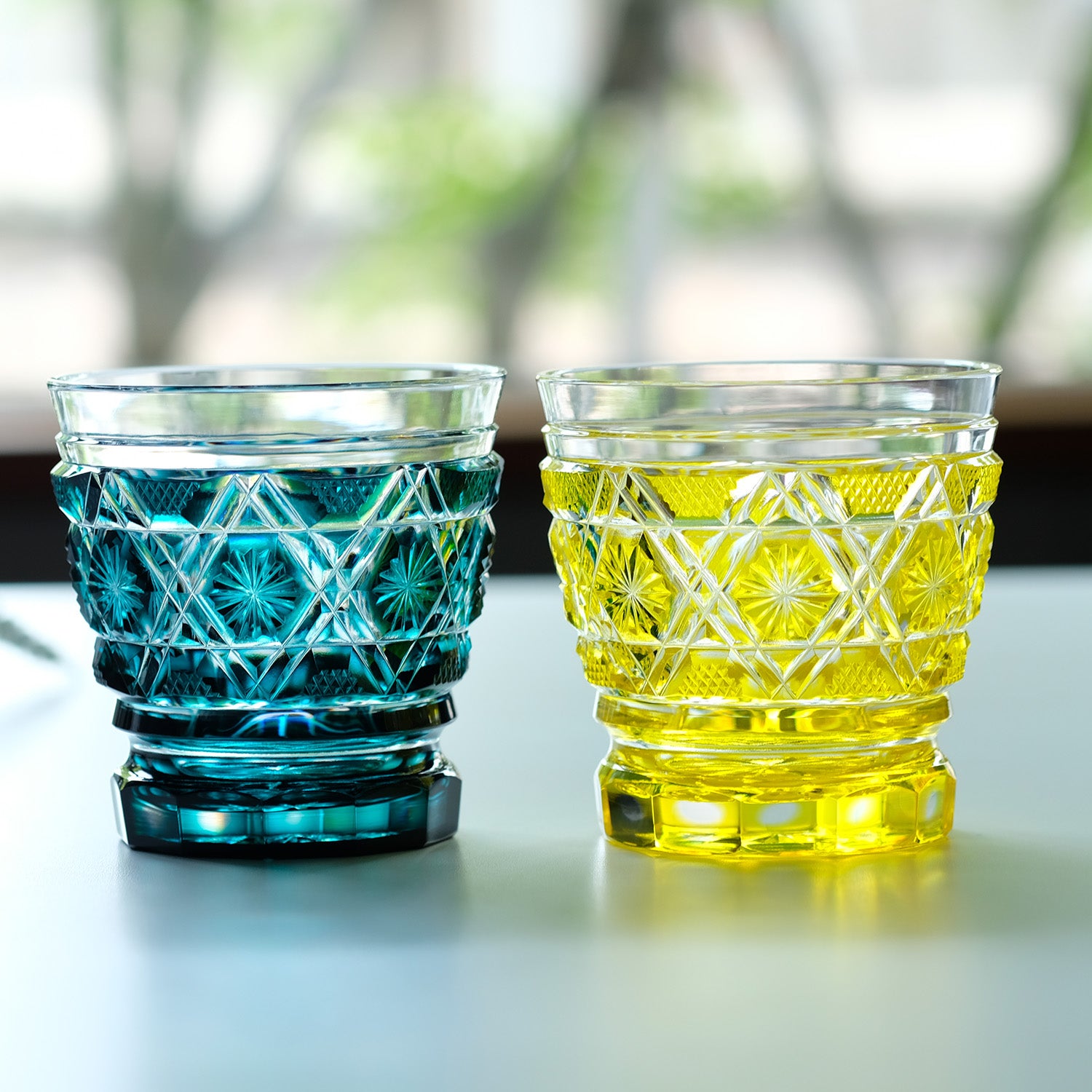 島津薩摩切子】 創作 焼酎オンザロックグラス cut01 – ㈱島津興業 島津