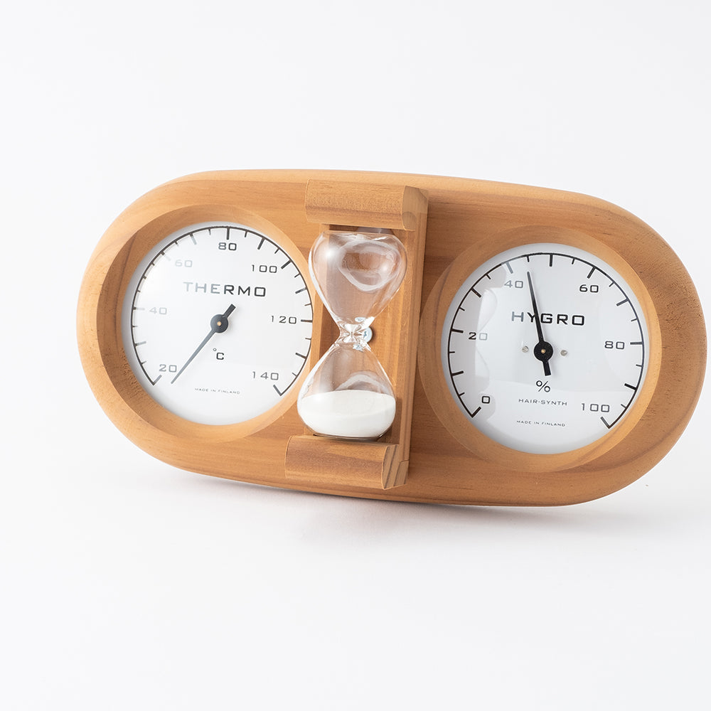 92995918 温度＆湿度計 591L ブラウン 15分砂時計付き – サウニア