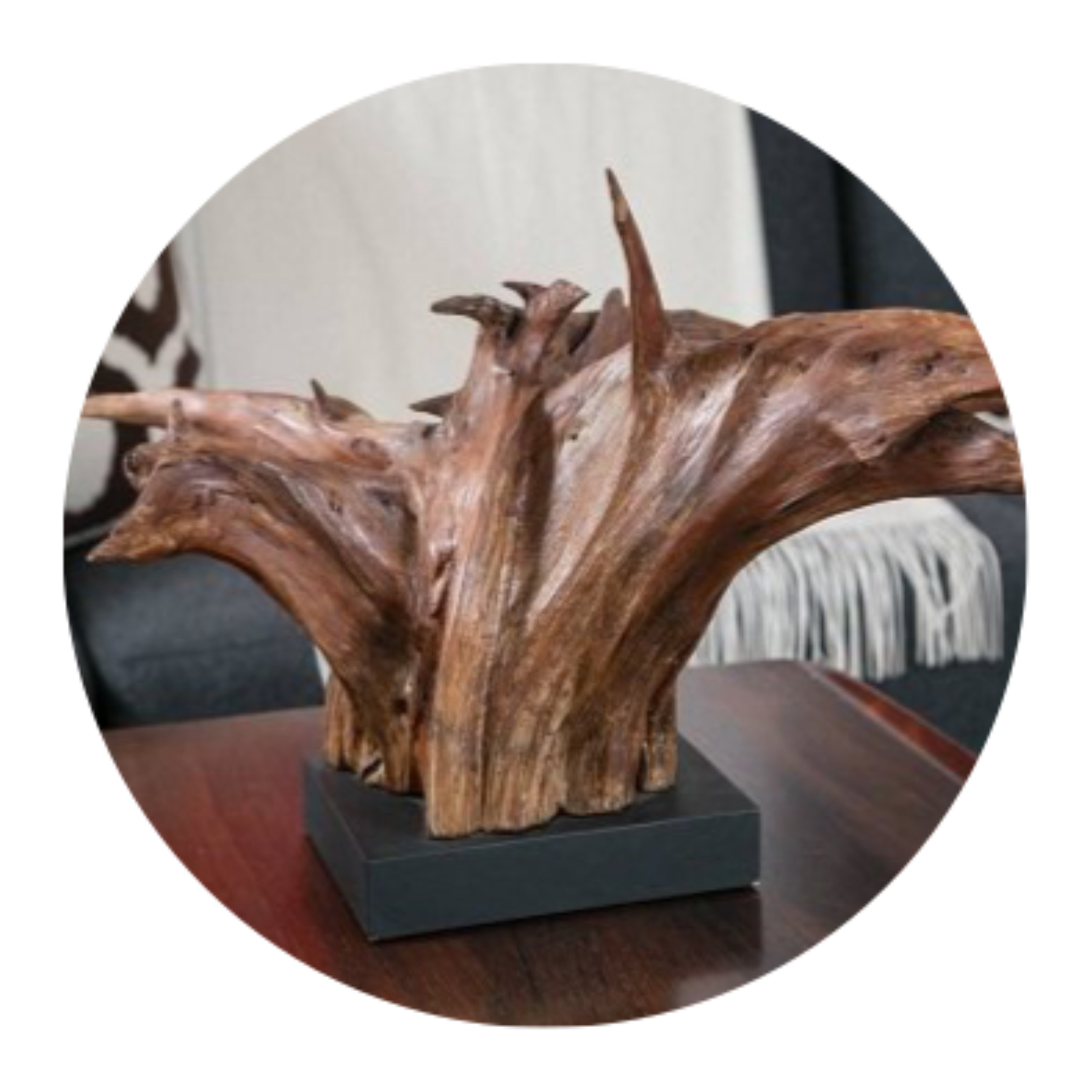 プロ作家流木絵画アート工芸品不思議な鹿？カタツムリ蝸牛月