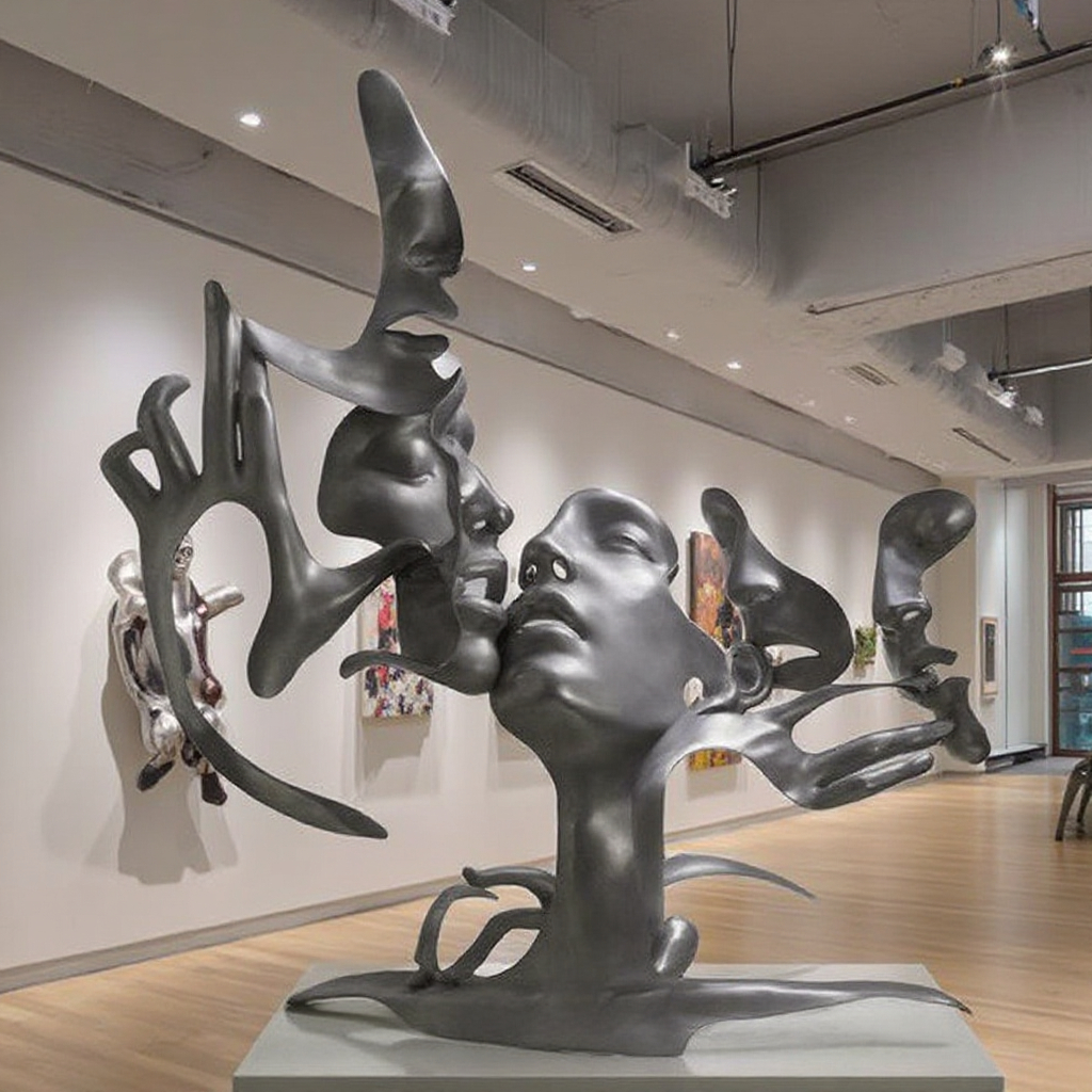 現代アート装飾ステンレス鋼抽象的な人間の顔彫刻| Alibaba.com