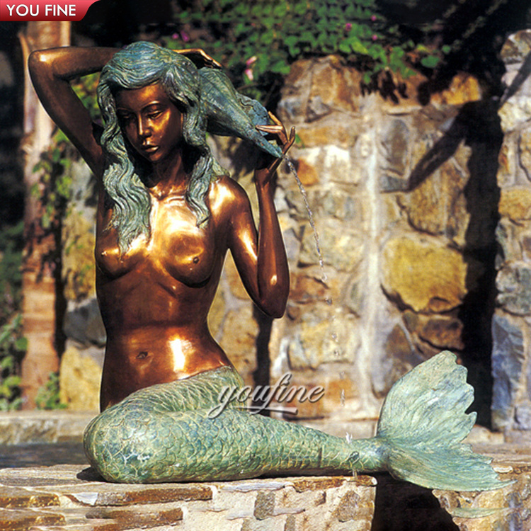 庭の装飾的なブロンズ裸の人魚の彫刻の噴水| Alibaba.com