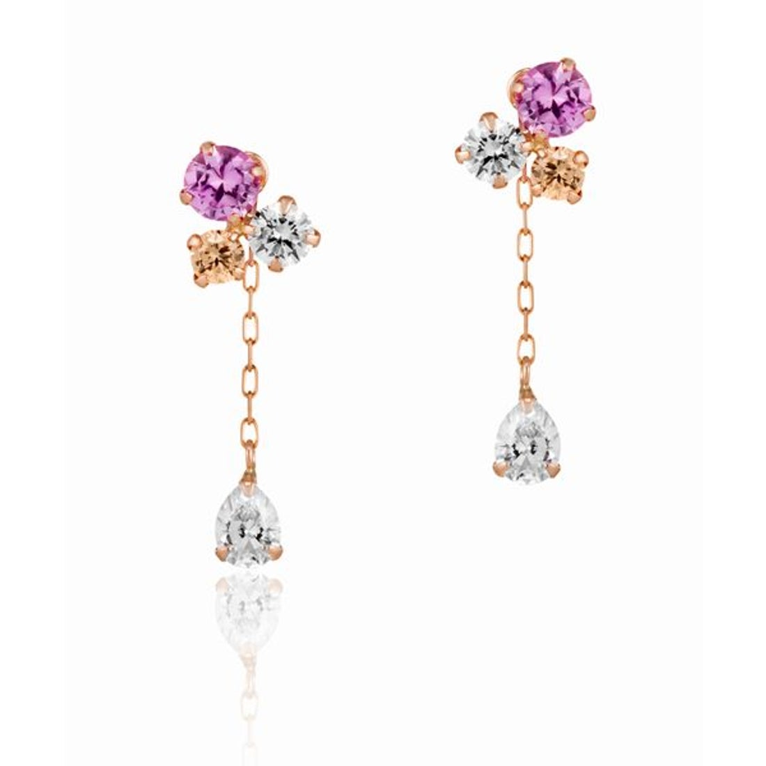 4℃ ヨンドシー K10ピンクゴールド ピアス K10PG 3連 揺れる