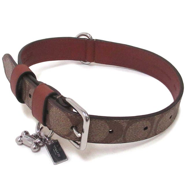 コーチ ドッグカラー レザー ハート型チャーム 犬用首輪 Mサイズ